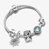 Silver Plated Charm Bracelet Crystal Beads DIY Animal Pet Jewelry