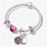 Silver Plated Charm Bracelet Crystal Beads DIY Animal Pet Jewelry