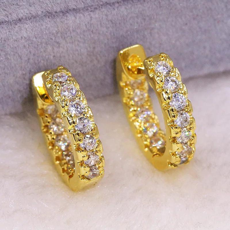 24K Hoop Earring Real 925 Sterling Silver Jewelry for Women Bridal