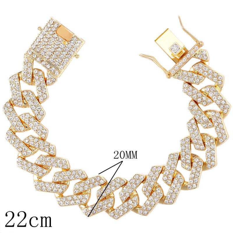 Hip Hop Metal Cuban Bracelet Iced Out Chain Full Rhinestone Pave Crystal