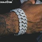 Hip Hop Metal Cuban Bracelet Iced Out Chain Full Rhinestone Pave Crystal