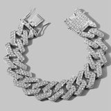 Hip Hop Metal Cuban Bracelet Iced Out Chain Full Rhinestone Pave Crystal