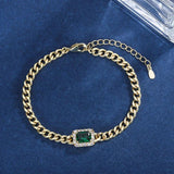 Cuban Chain Bracelet with Zircon Rectangle Charm
