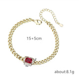 Cuban Chain Bracelet with Zircon Rectangle Charm