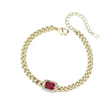 Cuban Chain Bracelet with Zircon Rectangle Charm