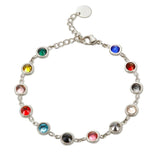 Colorful Bejeweled Bracelet T S Stainless Steel Bangle for Women 12 Birthstones