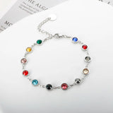 Colorful Bejeweled Bracelet T S Stainless Steel Bangle for Women 12 Birthstones