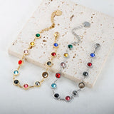 Colorful Bejeweled Bracelet T S Stainless Steel Bangle for Women 12 Birthstones