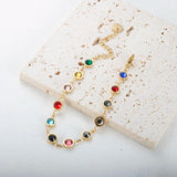 Colorful Bejeweled Bracelet T S Stainless Steel Bangle for Women 12 Birthstones