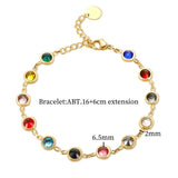 Colorful Bejeweled Bracelet T S Stainless Steel Bangle for Women 12 Birthstones