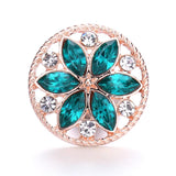 XH5345 Flower Crystal 18mm Metal Snap Button Jewelry for Snap Bracelet