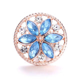 XH5345 Flower Crystal 18mm Metal Snap Button Jewelry for Snap Bracelet