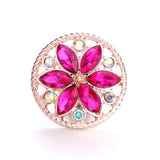XH5345 Flower Crystal 18mm Metal Snap Button Jewelry for Snap Bracelet