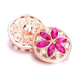 XH5345 Flower Crystal 18mm Metal Snap Button Jewelry for Snap Bracelet