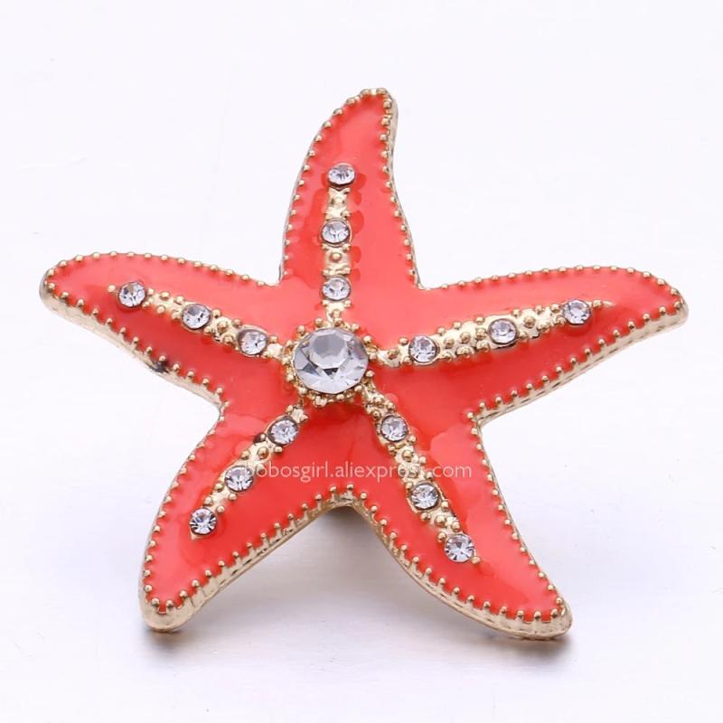 XH5518 Starfish Crystal 18mm Snap Button for Snap Bracelet