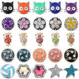 10pcs Snap Button DIY Mini Rhinestone Cat Flower 12mm Metal Snaps Charms