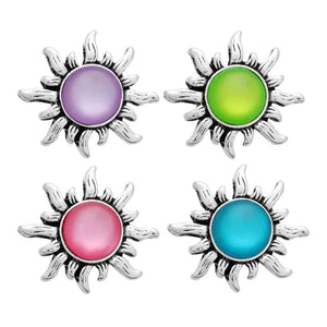 10pcs Alloy Flower Snap Button Bracelet Charm Cat's Eye Crystal Snaps Jewelry