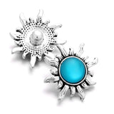 10pcs Alloy Flower Snap Button Bracelet Charm Cat's Eye Crystal Snaps Jewelry