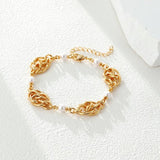 Freshwater Pearls Bracelet 18K Plated Copper Chain Bangle for Women