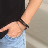Leather Bracelet Bangle Rock Punk Rope Chain Necklace Jewelry