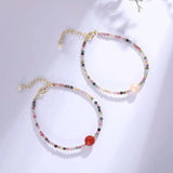 Colorful Tourmaline Beaded Bracelet Women Pearl Amethyst Strawberry Quar