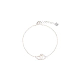 WANZHOU Sterling Silver Love Bracelet Ladies Heart Interlocking Sweet Jewelry