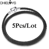 5Pcs Charm Bracelets for Women DIY Leather Chain Bangles