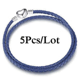 5Pcs Charm Bracelets for Women DIY Leather Chain Bangles