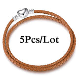 5Pcs Charm Bracelets for Women DIY Leather Chain Bangles