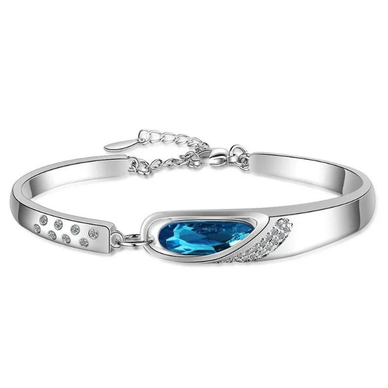 Crystal Bracelet Women Stone Bangle 925 Silver Lover Gift