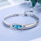 Crystal Bracelet Women Stone Bangle 925 Silver Lover Gift