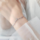 WANZHOU 925 Sterling Silver Leaf Bracelet For Women