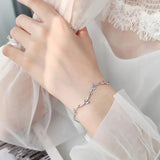 WANZHOU 925 Sterling Silver Leaf Bracelet For Women