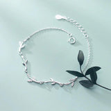 WANZHOU 925 Sterling Silver Leaf Bracelet For Women