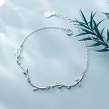 WANZHOU 925 Sterling Silver Leaf Bracelet For Women