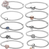 S925 Sterling Silver Heart Diamond Round Blessing Bracelet for Charming Beads