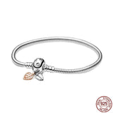 S925 Sterling Silver Heart Diamond Round Blessing Bracelet for Charming Beads