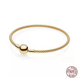 S925 Sterling Silver Heart Diamond Round Blessing Bracelet for Charming Beads