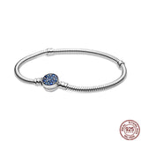 S925 Sterling Silver Heart Diamond Round Blessing Bracelet for Charming Beads