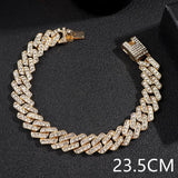15mm Rhinestone Cuban Link Chain Bracelet Crystal Rapper Hip Hop Jewelry