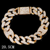 Iced Out Crystal Cuban Link Bracelet For Men Women
