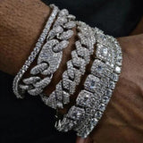 Iced Out Crystal Cuban Link Bracelet For Men Women