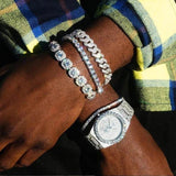 Iced Out Crystal Cuban Link Bracelet For Men Women