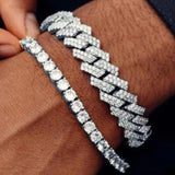 Iced Out Crystal Cuban Link Bracelet For Men Women