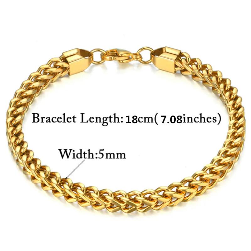 Men's Stainless Steel Cuban Chain Link Bracelet