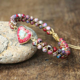 Imperial Stone Heart Charm Bracelets Women Bohemia Yoga Braided Bra