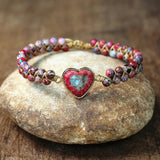 Imperial Stone Heart Charm Bracelets Women Bohemia Yoga Braided Bra