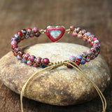 Imperial Stone Heart Charm Bracelets Women Bohemia Yoga Braided Bra