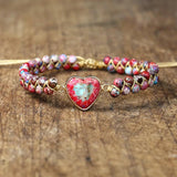 Imperial Stone Heart Charm Bracelets Women Bohemia Yoga Braided Bra