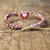Imperial Stone Heart Charm Bracelets Women Bohemia Yoga Braided Bra